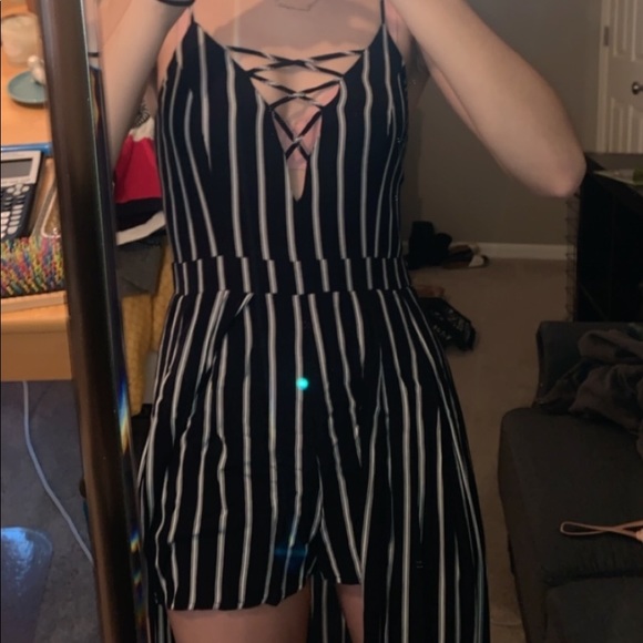 gorgeous blue with white stripes romper/dress - Picture 3 of 5